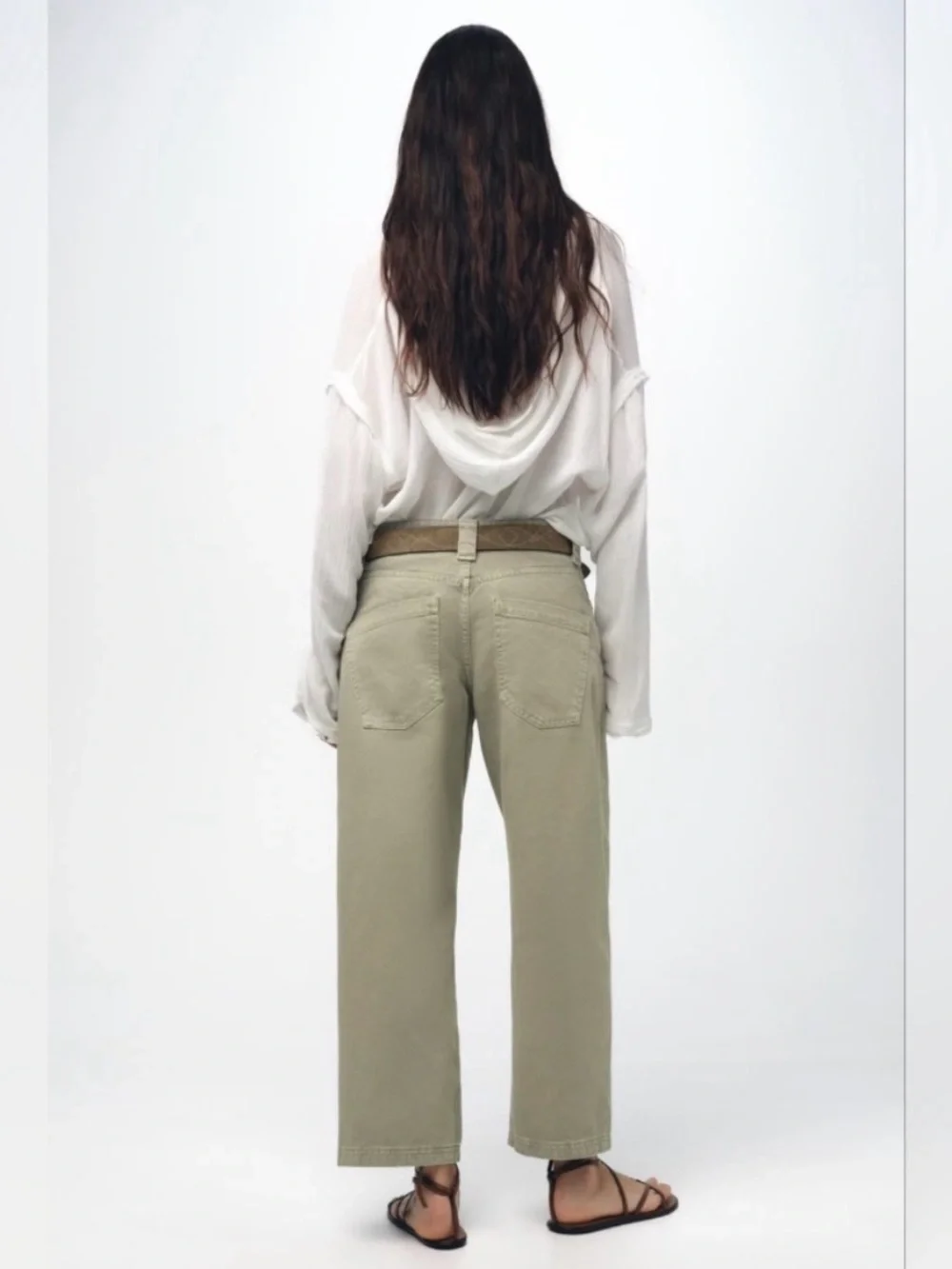 Women's Zara The Cropped Barrel Pants Khaki/Olive NWT size 8